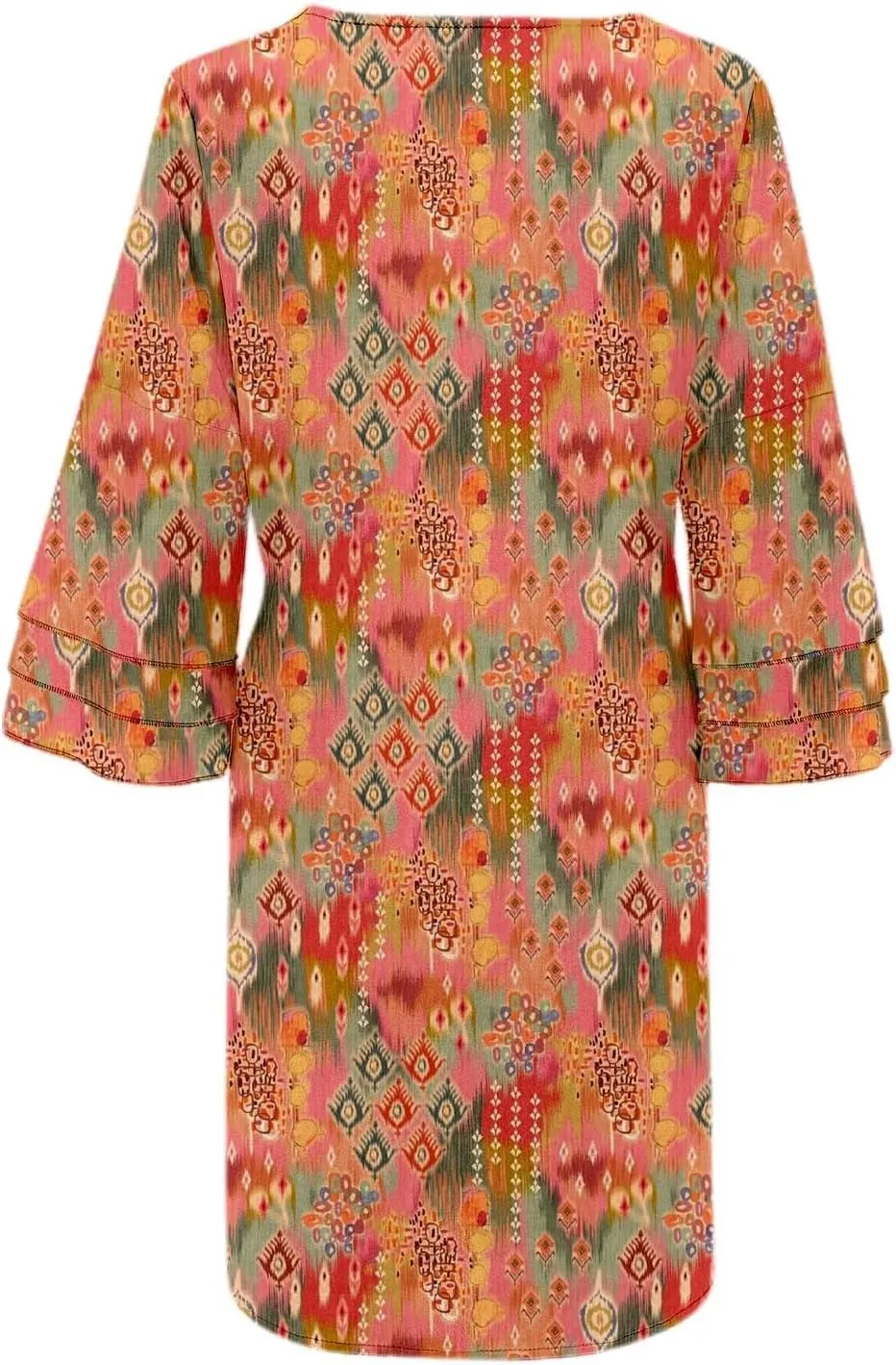 Boho Floral Mini Dress for Women | V Neck 3/4 Bell Sleeve Summer Dress, Flowy Loose Beach Dresses with Casual Chic Style