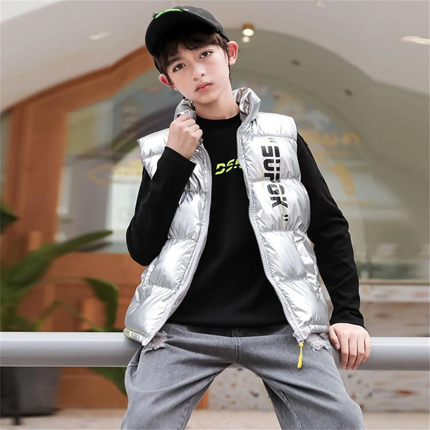 Boys Girls Puffer Vest Winter Coat Warm Lightweight Toddler Vest Outerwear High Neck Cute Sleeveless Down Jacket Coat