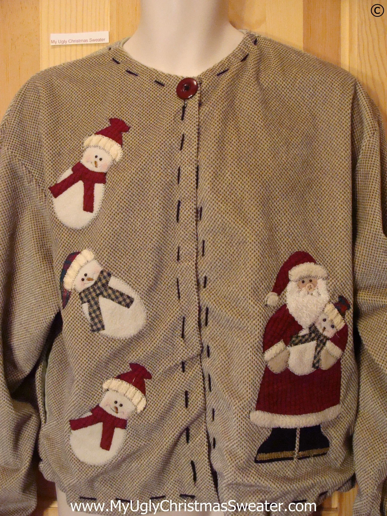 Brown 2sided Cheap Christmas Sweater with huge Santa