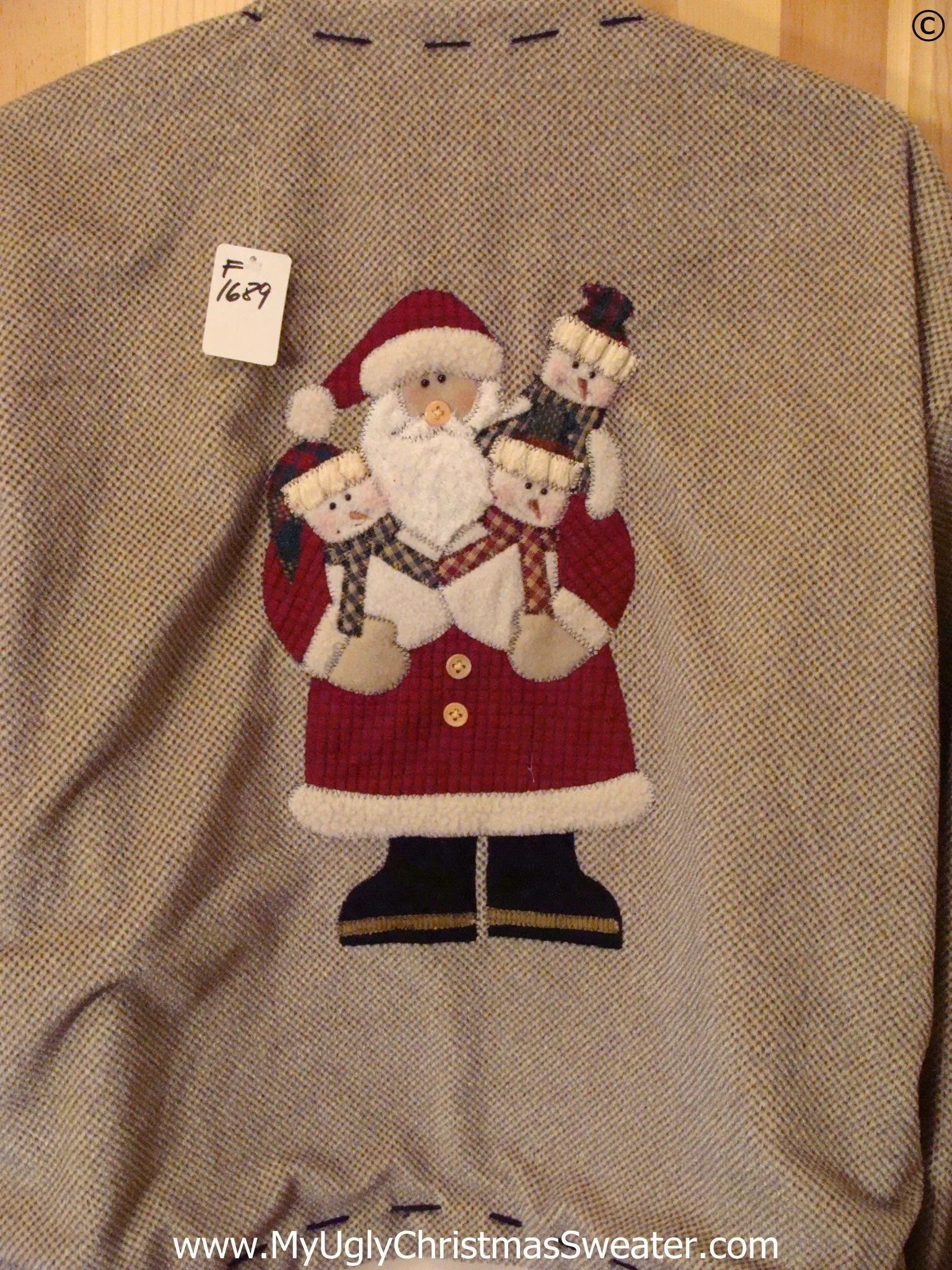 Brown 2sided Cheap Christmas Sweater with huge Santa