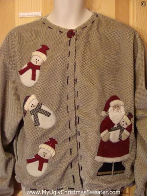 Brown 2sided Cheap Christmas Sweater with huge Santa