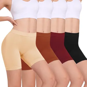 HBselect Cotton Boxer Shorts Underwear Boy Shorts Panties Anti Chafing Yoga Bike Shorts 4 Pack (Regular & Plus Size)