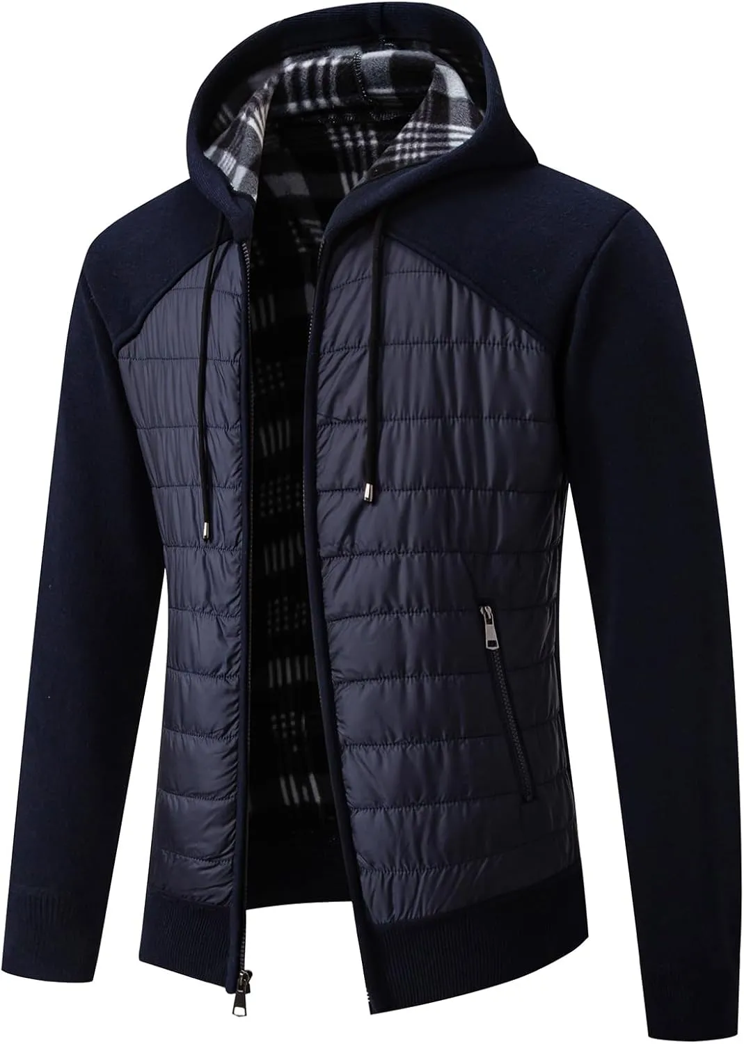 Men's Fleece Full-Zip Hoodie Cardigan Sweater Knit Hooded Casual Regular Fit Sweatshirt with Pocket
