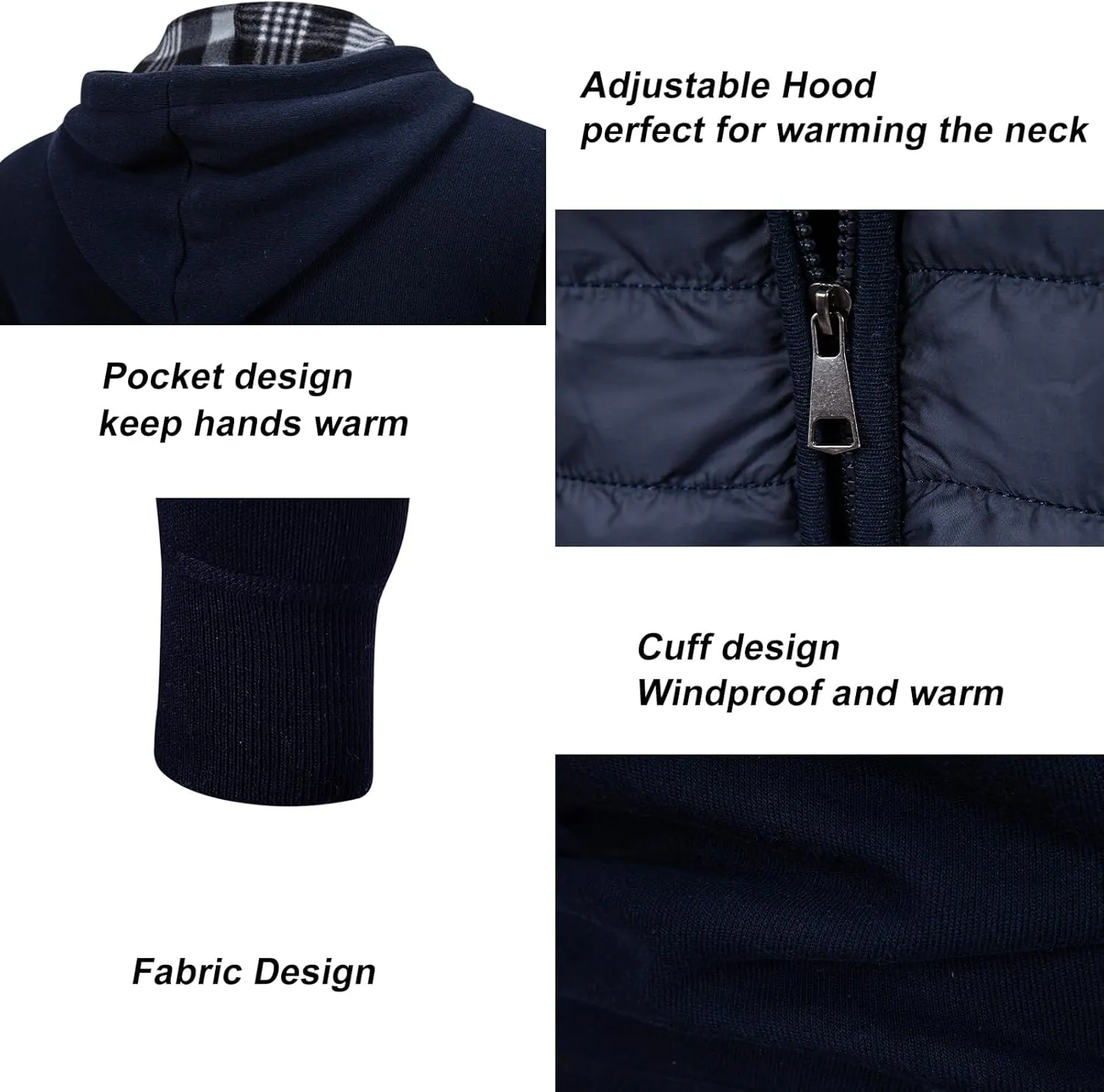 Men's Fleece Full-Zip Hoodie Cardigan Sweater Knit Hooded Casual Regular Fit Sweatshirt with Pocket