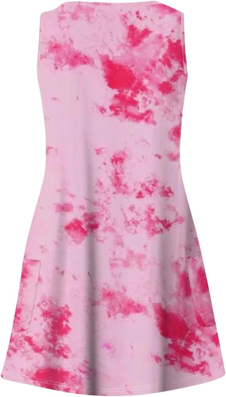 Mini Dresses for Women V Neck Floral Print Tank Dresses Sleeveless Sundresses Swing Beach Dress Beach Cover Ups