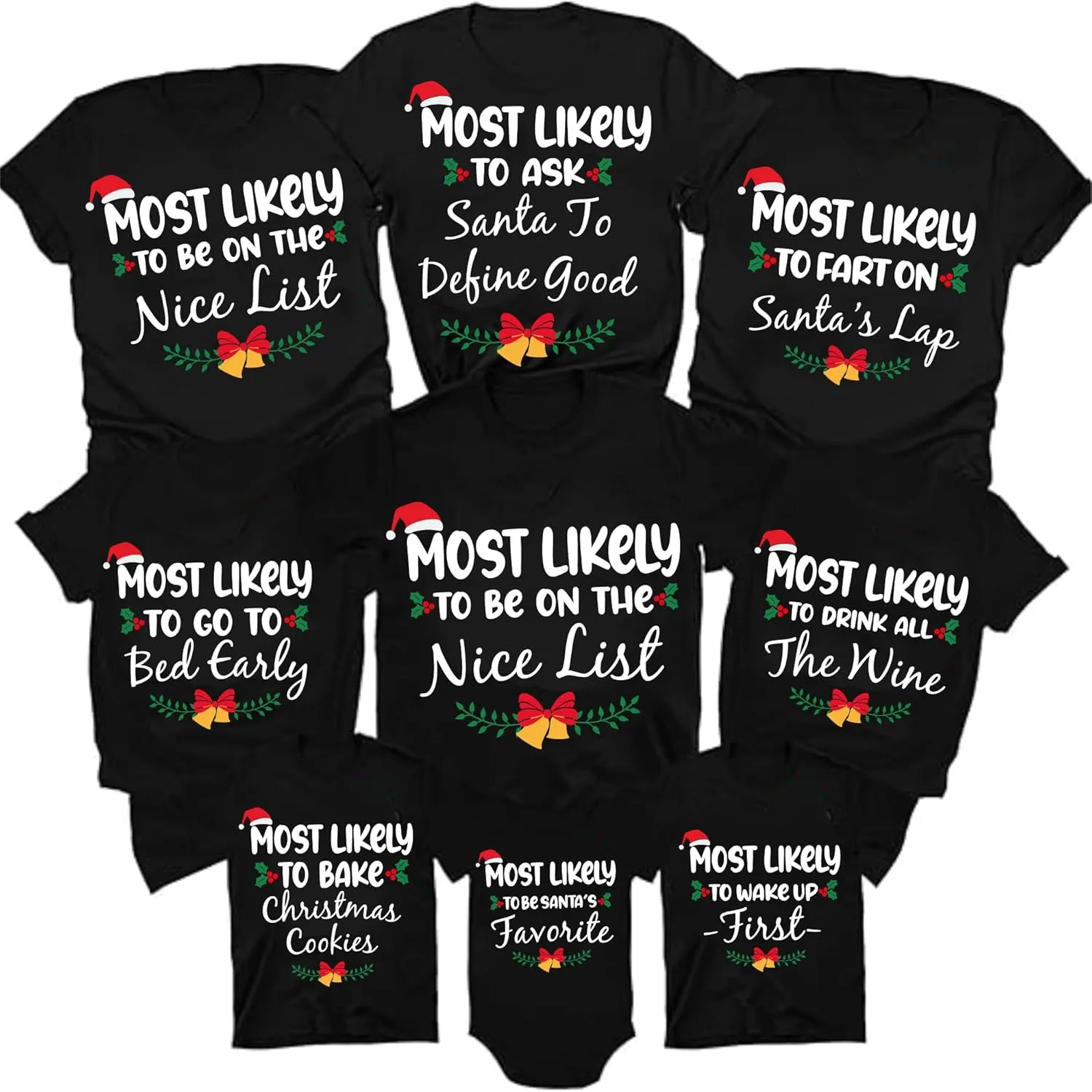 Most Likely Family Matching Christmas Shirt, Funny Christmas Tee Tops, Personalized Shirts For Christmas Party, Custom Family Reunion Couples Vacation Most Likely To T-Shirts