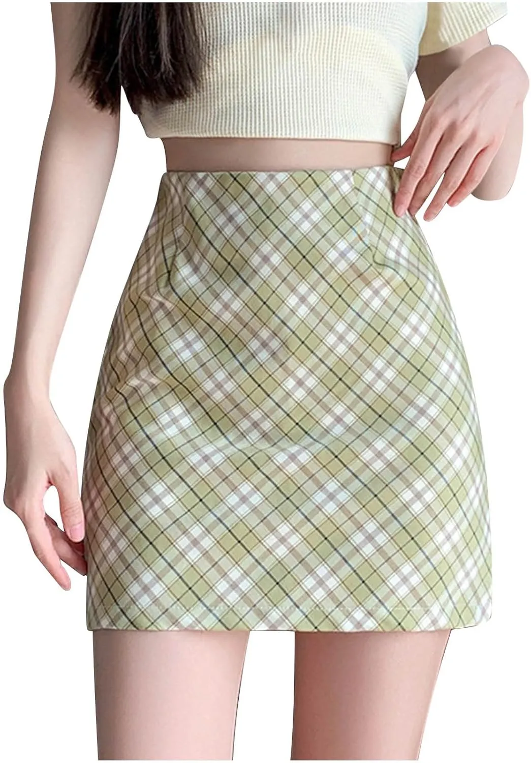 Plaid Mini Skirt for Women High Waist A-Line School Girl Skater Skirt Y2K Preppy Style Cute Summer Bottoms