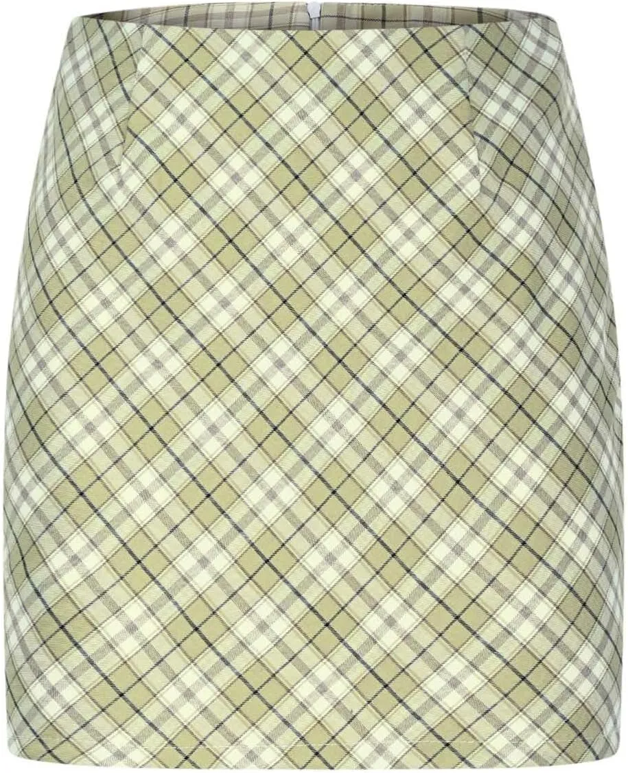 Plaid Mini Skirt for Women High Waist A-Line School Girl Skater Skirt Y2K Preppy Style Cute Summer Bottoms