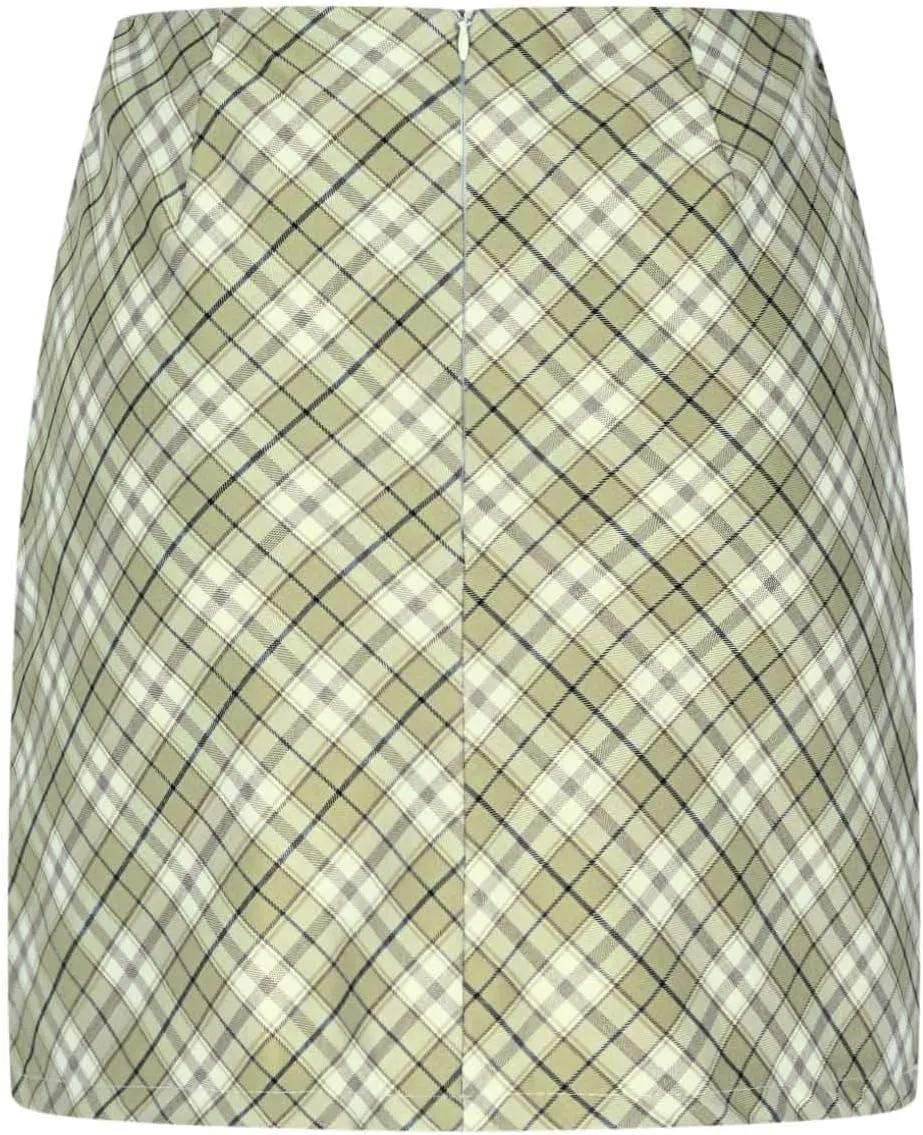 Plaid Mini Skirt for Women High Waist A-Line School Girl Skater Skirt Y2K Preppy Style Cute Summer Bottoms