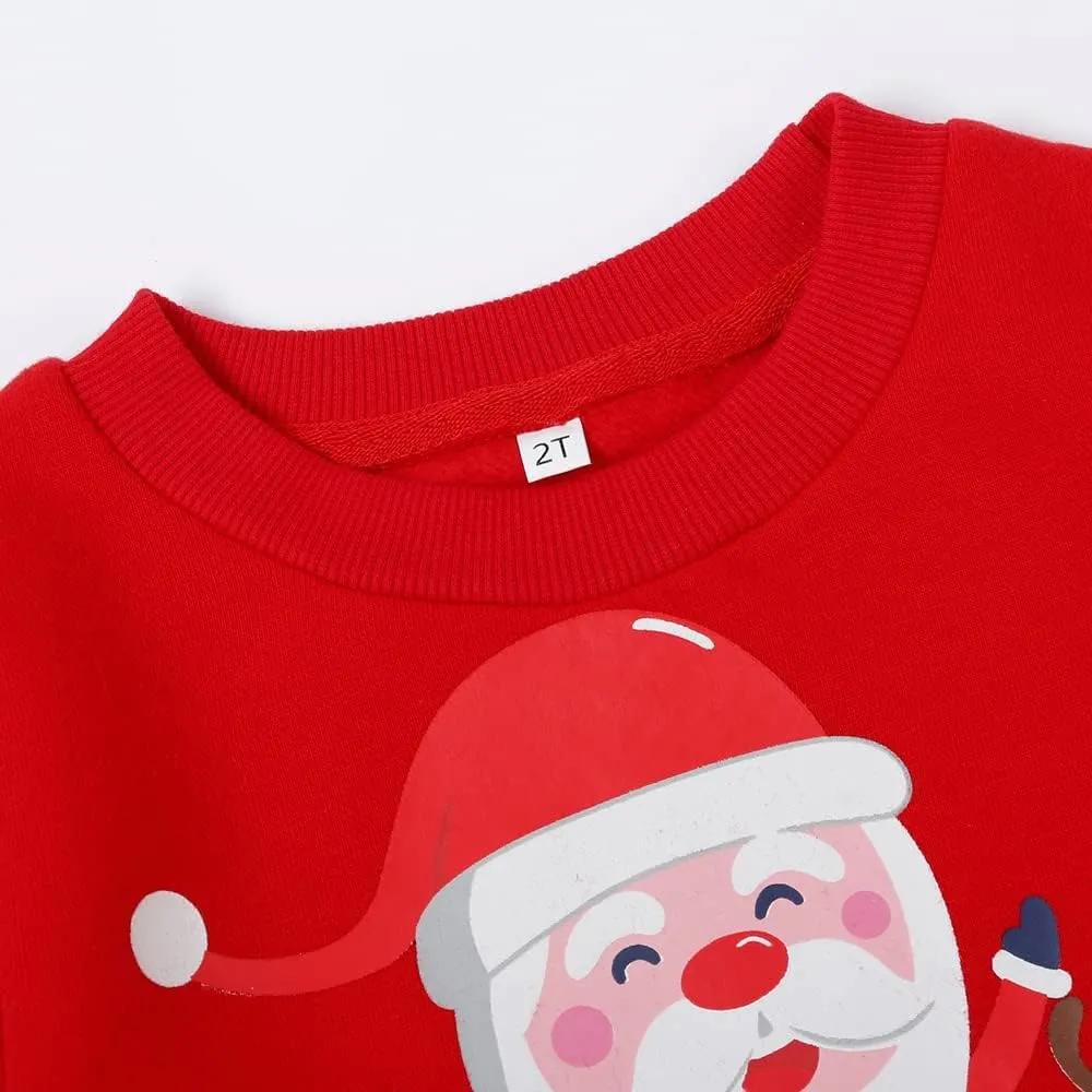 RETSUGO Toddler Boy Christmas Outfit Baby Boy Girl Winter Warm Holiday Fleece Pullover Xmas Crewneck Sweater 1-7 Years