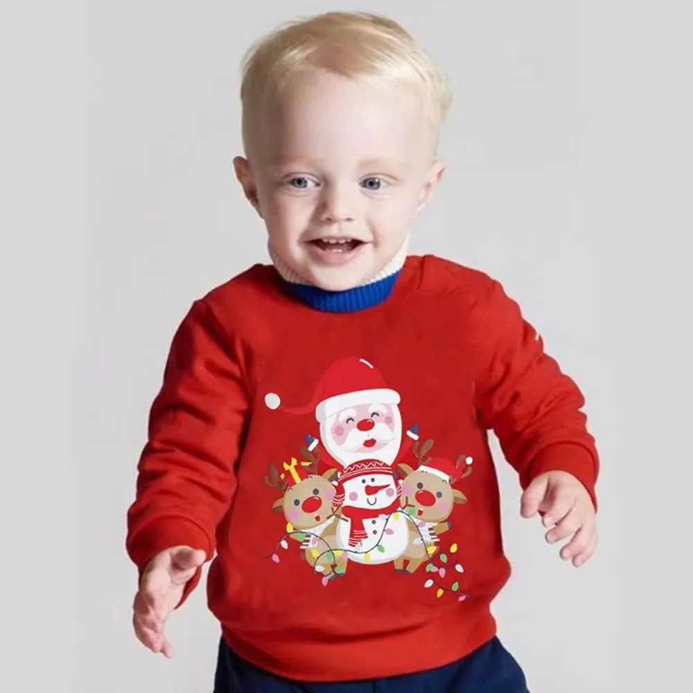 RETSUGO Toddler Boy Christmas Outfit Baby Boy Girl Winter Warm Holiday Fleece Pullover Xmas Crewneck Sweater 1-7 Years