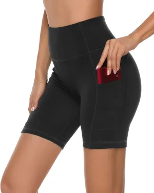 Stelle Women's 8"/ 5" High Waist Biker Shorts Yoga Shorts with Pockets Tummy Control Workout Shorts for Running Gym