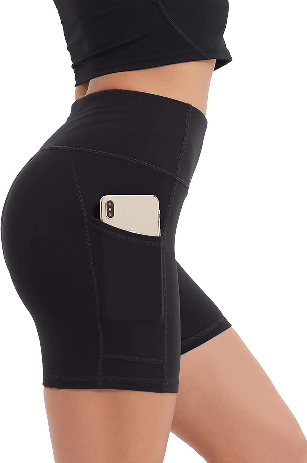 Stelle Women's 8"/ 5" High Waist Biker Shorts Yoga Shorts with Pockets Tummy Control Workout Shorts for Running Gym