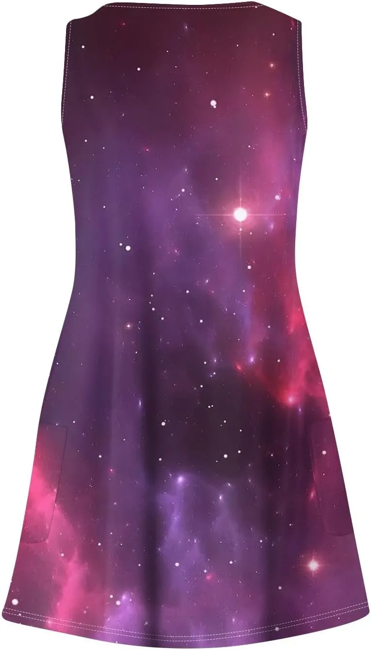 Summer Dresses for Women Beach Vacation Dress with Pocket V Neck 2025 Sundress Printed Sleeveless Swimsuit Coverup