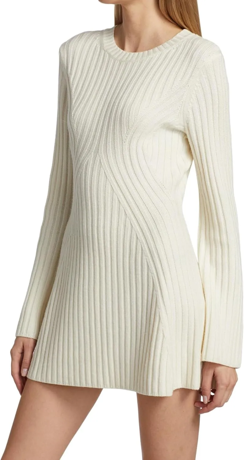 Ugerlov Women's 2024 Trendy Fall Long Sleeve Sweater Dress Round Neck Pullover Sweater Ribbed Knit Mini Dress