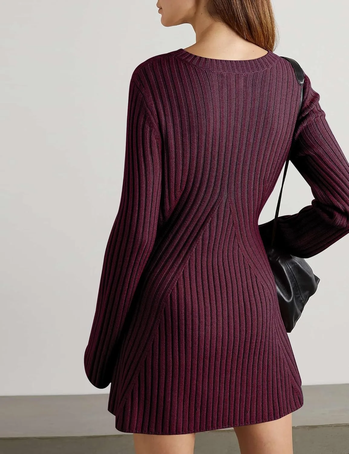 Ugerlov Women's 2024 Trendy Fall Long Sleeve Sweater Dress Round Neck Pullover Sweater Ribbed Knit Mini Dress