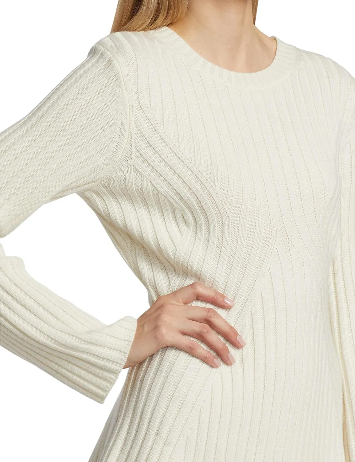 Ugerlov Women's 2024 Trendy Fall Long Sleeve Sweater Dress Round Neck Pullover Sweater Ribbed Knit Mini Dress