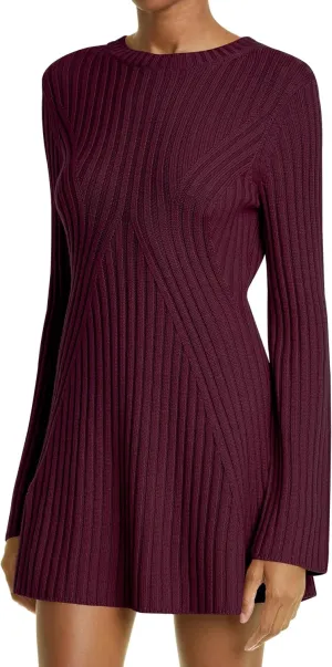 Ugerlov Women's 2024 Trendy Fall Long Sleeve Sweater Dress Round Neck Pullover Sweater Ribbed Knit Mini Dress