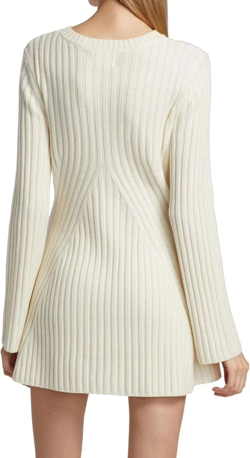 Ugerlov Women's 2024 Trendy Fall Long Sleeve Sweater Dress Round Neck Pullover Sweater Ribbed Knit Mini Dress