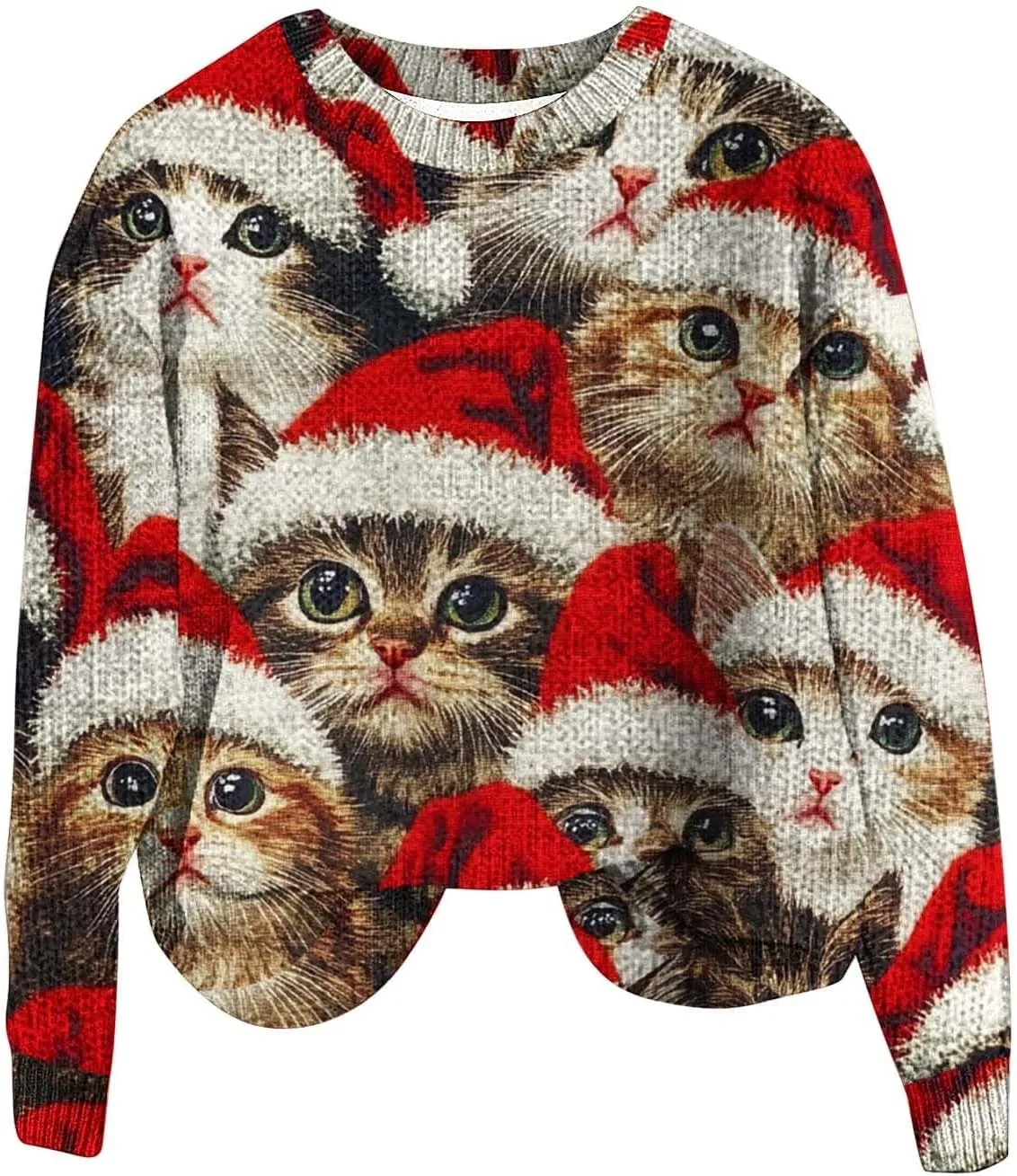 Ugly Christmas Sweater Women Men Funny Cat Sweatshirts Pullover Xmas Shirts Fashion Tops Knit Ribbed Winter Sweater