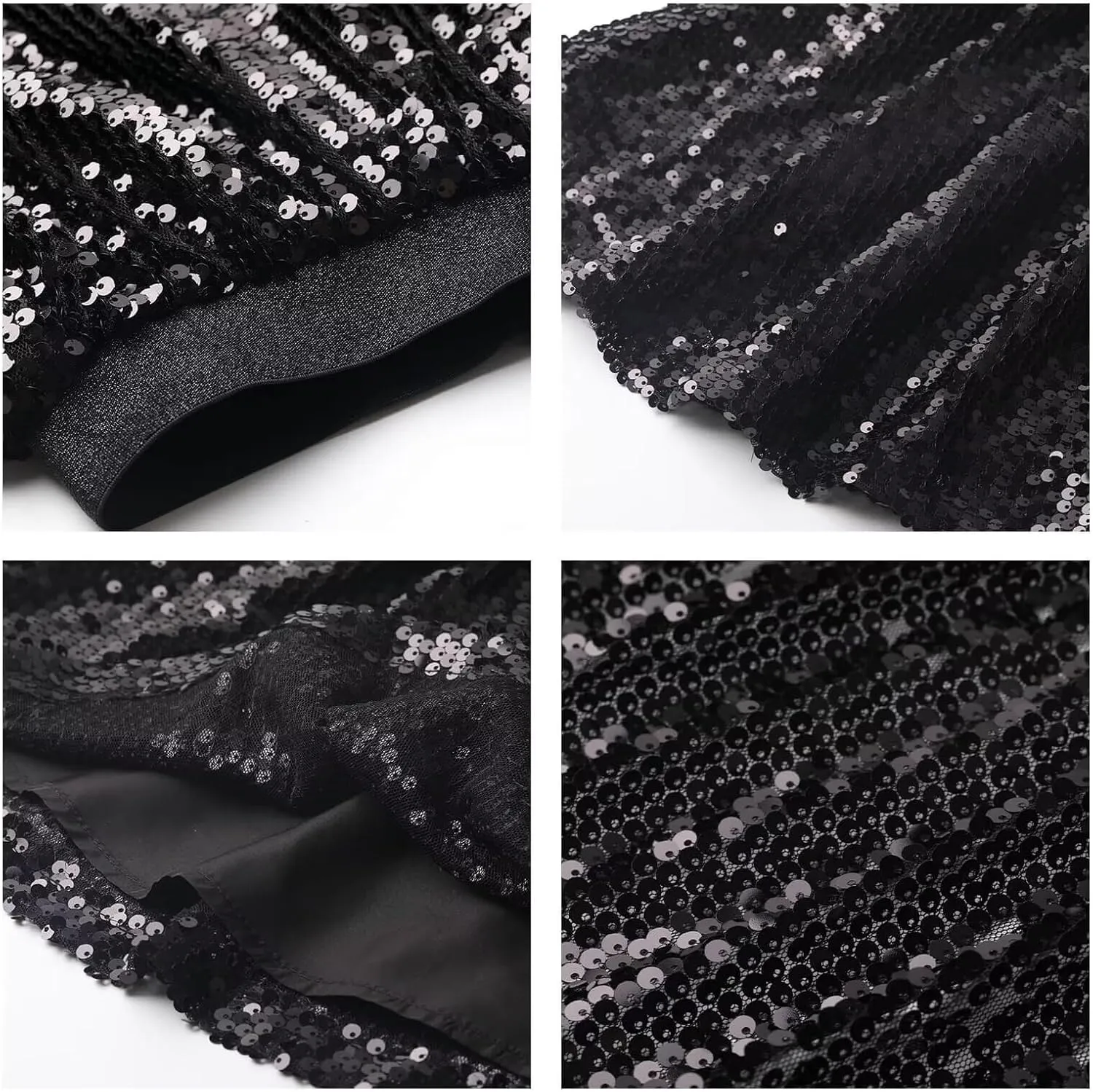 WELAKEN Sequin Skirt for Girls Kids Elastic Waist A-Line Sparlky Mini Skirt with Lining
