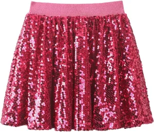 WELAKEN Sequin Skirt for Girls Kids Elastic Waist A-Line Sparlky Mini Skirt with Lining