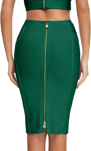 Women's High Waist Elastic Rayon Bandage Pencil Skirt