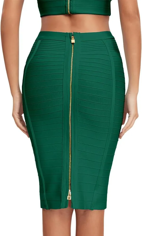 Women's High Waist Elastic Rayon Bandage Pencil Skirt
