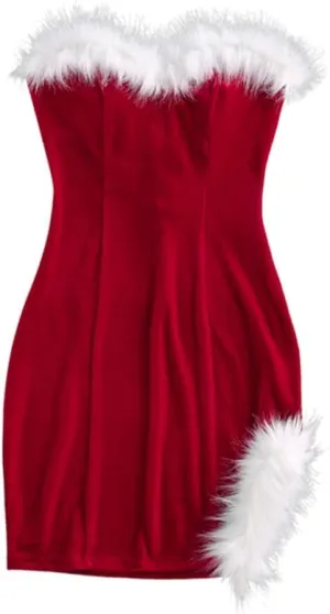 ZAFUL Women's Sexy Off Shoulder Velvet Back Lace Up Vintage Christmas Strapless Party Bodycon Mini Dress
